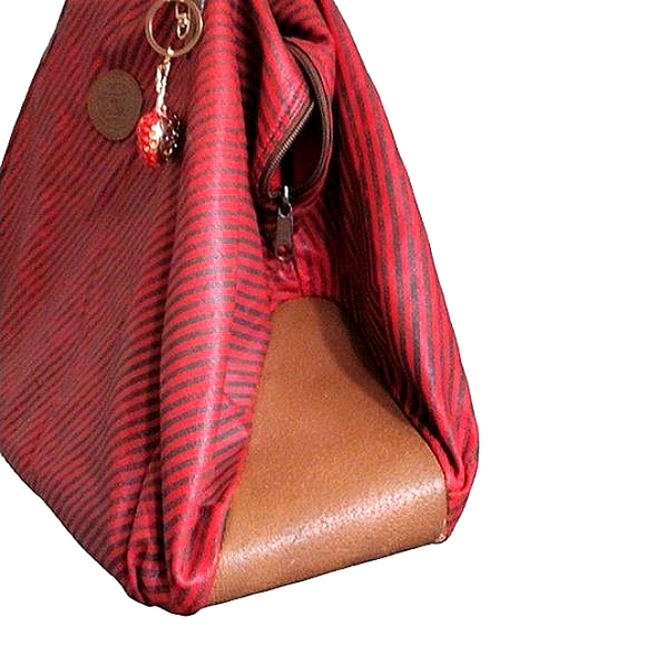 Rare Gucci Tote XL Shoulder Bag Brown Red Striped Vintage Limited Edition Glam - Picture 3 of 15